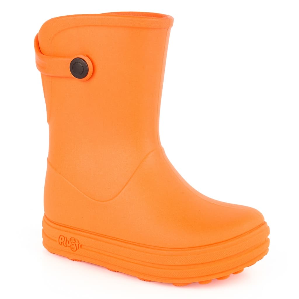 Galocha Bota Infantil Plugt Menino Confortável Leve Macio Básico Lisa Laranja