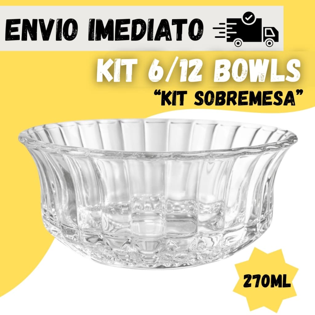 Conjunto Sobremesa Luxo com Acabamento Sofisticado de Tigelas de Vidro com 6 Peças Para