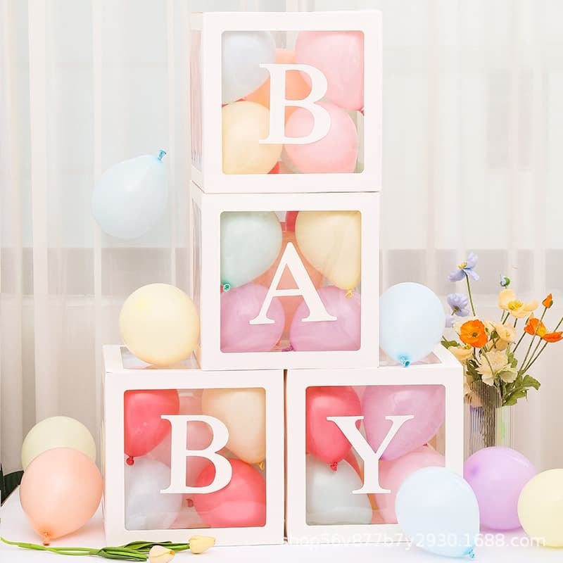 4 Cubos Baby Pintado / Decoração de Festa / Decoração Chá de Bebê e Revelação 30CM
