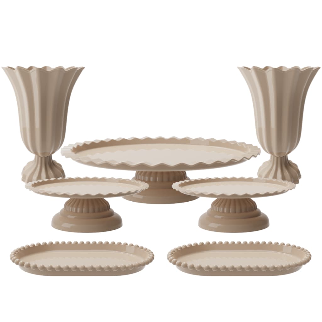 Kit Decoração 7 Peças Festa Casamento Doces Bolo Mesa Cerimônia Eventos