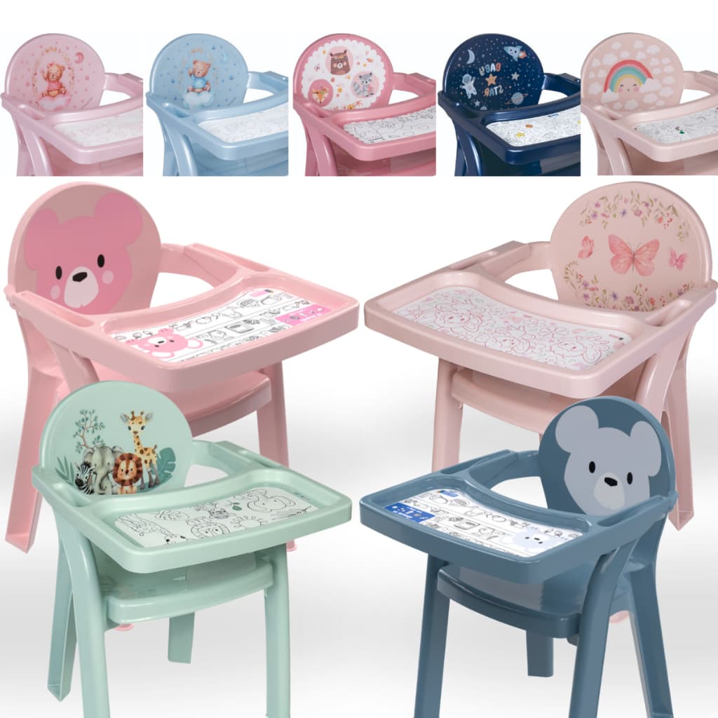 Poltrona de Alimentação Plasutil Infantil Portátil Cadeira Refeição Para Bebê Com Bandeja Para Colorir - Várias Cores