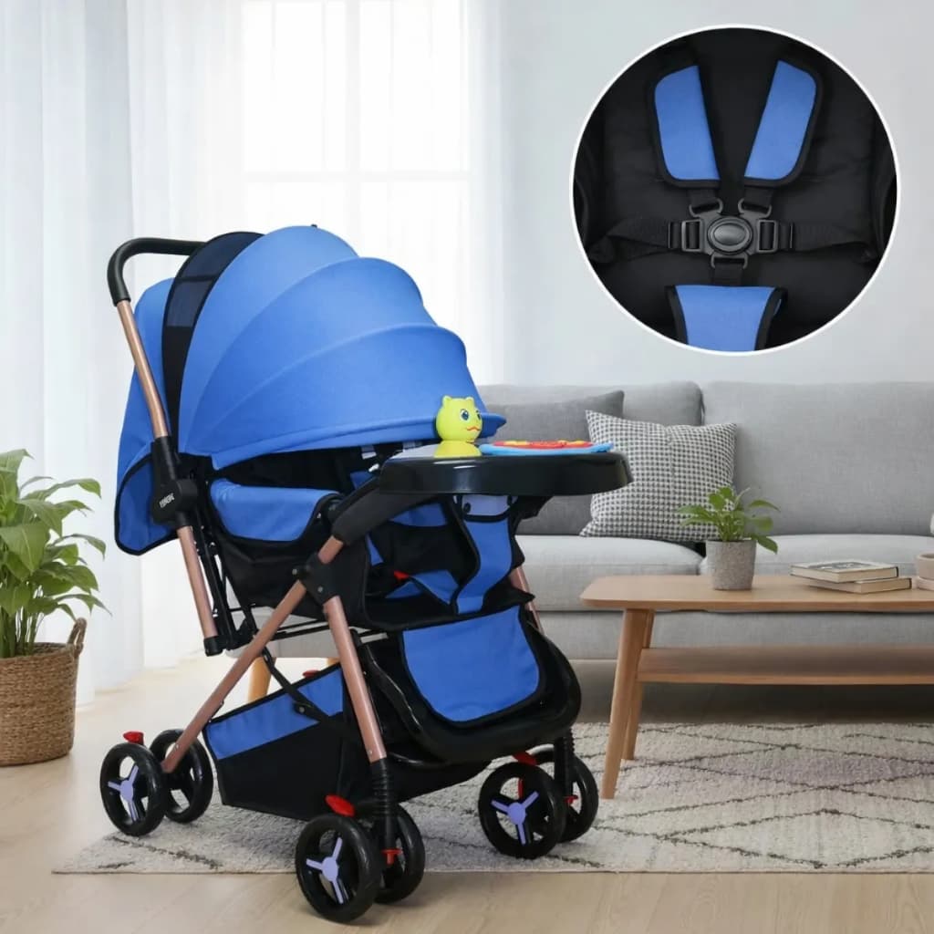 Carrinho De Bebê Passeio Reclinável Dobrável Com Bandeja Interativa
