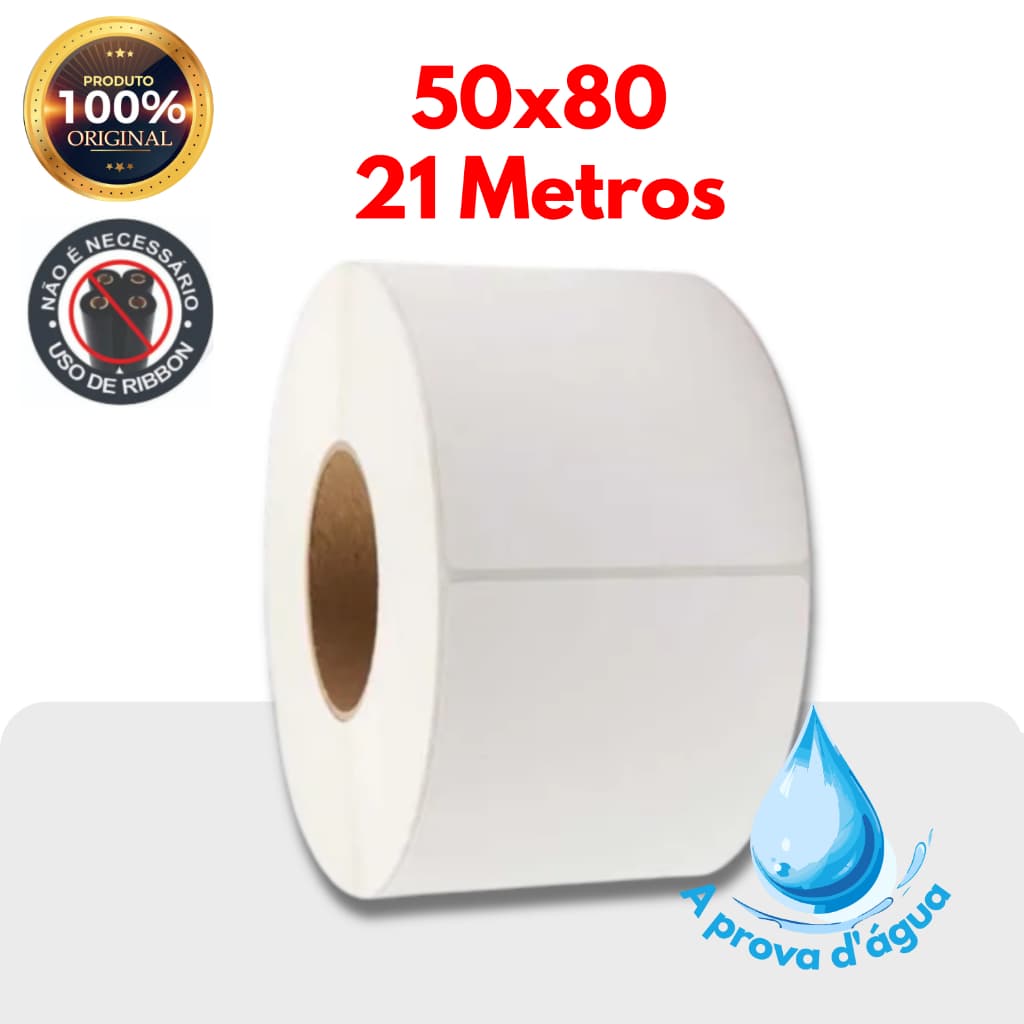 1 Rolo de etiqueta termica a prova d'água 50x80 21 metros