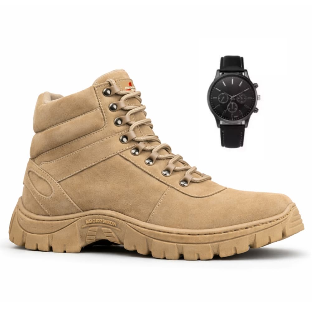 Bota Adventure Militar Areia Airsoft USA Cac Conforto e Durabilidade Sola Costurada Blaqueada