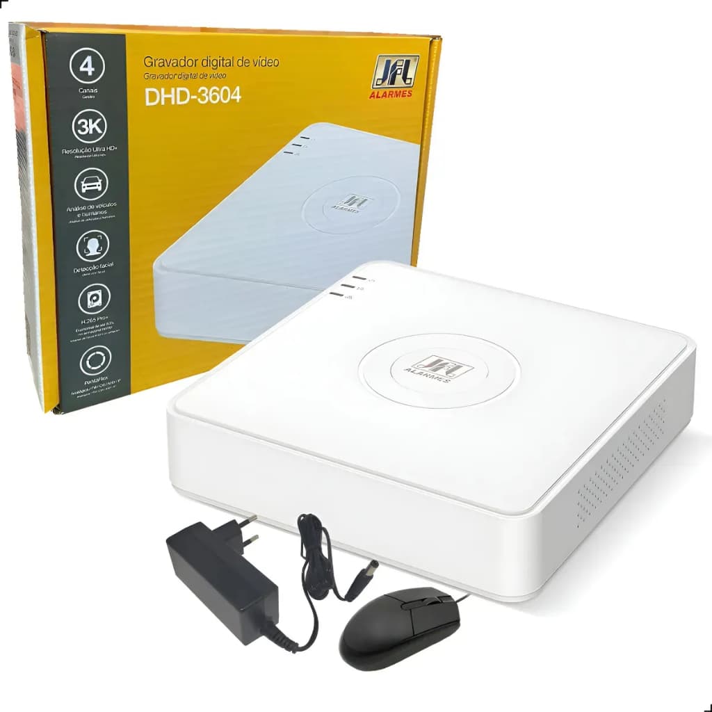Gravador De Video Dvr 4 Canais JFL Alta Resoluçao Full HD 3K e 5MP 127v Busca inteligente
