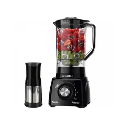 Liquidificador Turbo Preto Mondial 110V/550W, 3 Velocidades, Potente, Moderno, Resistente