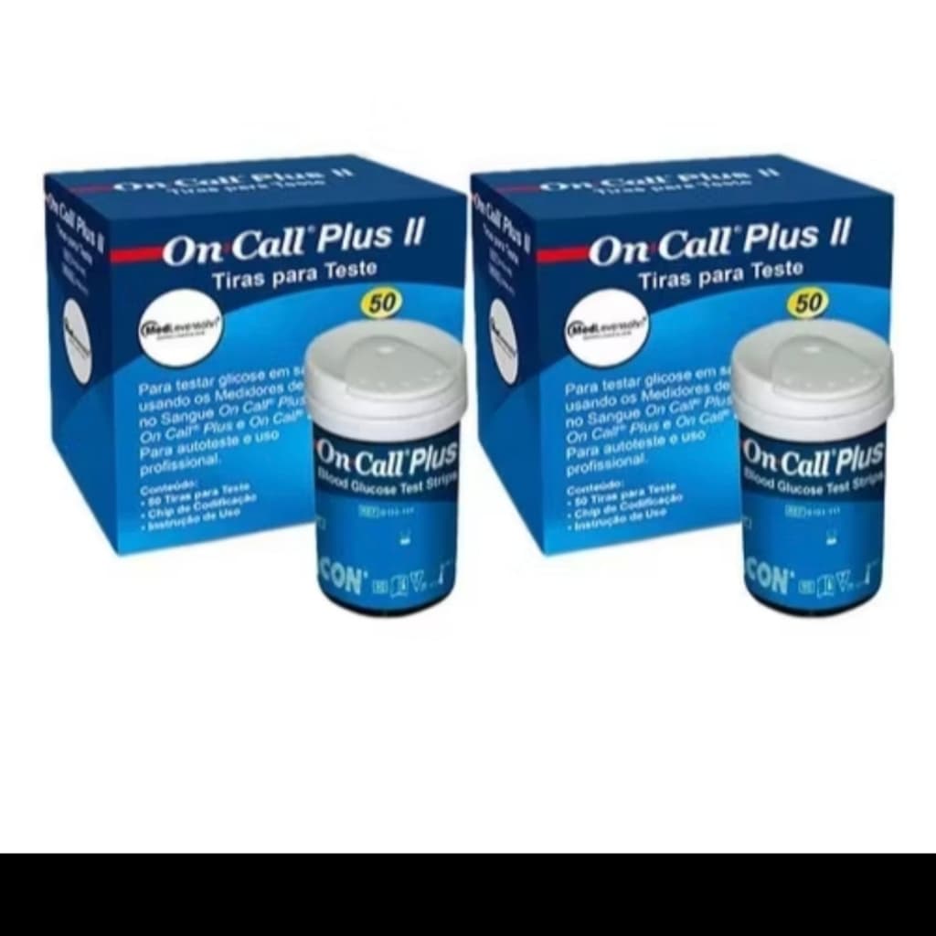 100 TIRAS DE GLICEMIA ONCALL PLUS 2 FITAS DE GLICEMIA 2 FRASCOS