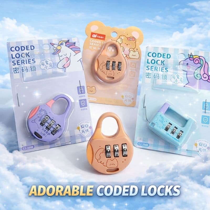 Cadeado Infantil Seguro | Trava, Fechadura e Presilha com Senha – Proteção Divertida para Mochilas e Armários