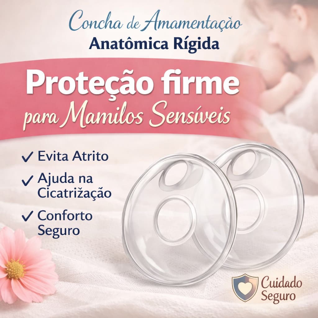 CONHA DE AMAMENTAÇÃO ANATÔMICA RÍGIDA – COLETOR DE LEITE - PROTEÇÃO PARA MAMILOS -
