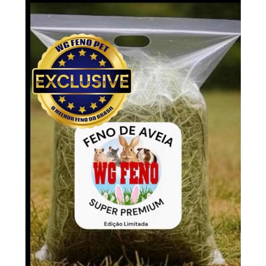 1 KG -Mix de Feno de AVEIA com Feno de TIFTON 85 p/ Coelhos e roedores - EXCLUSIVO WG FENO PET