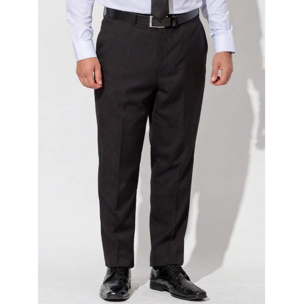 Calça Social Masculina Plus Size Alfaiataria Oxford Preto Cós Transpassado, Sem Barra