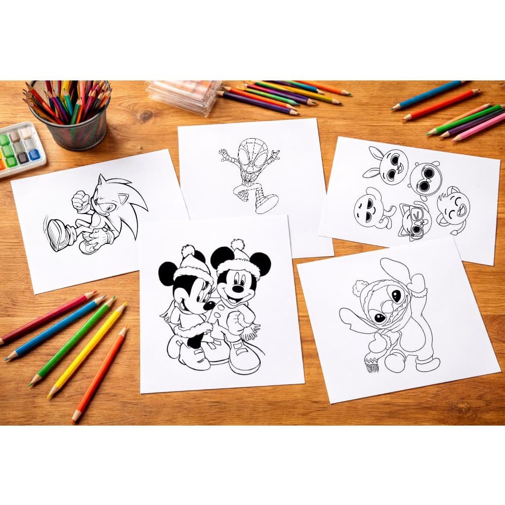 Até 100 DESENHOS VARIADOS pode escolher se prefere os desenhos para meninos ou meninas- Folha A4