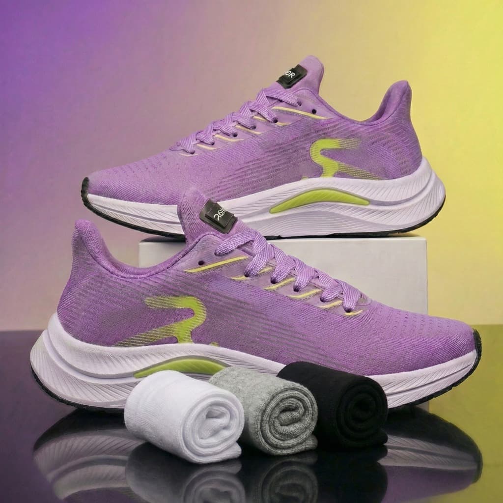 Kit Tênis Feminino Esportivo Lilás Rouder Para Academia + 1 Par De Meia
