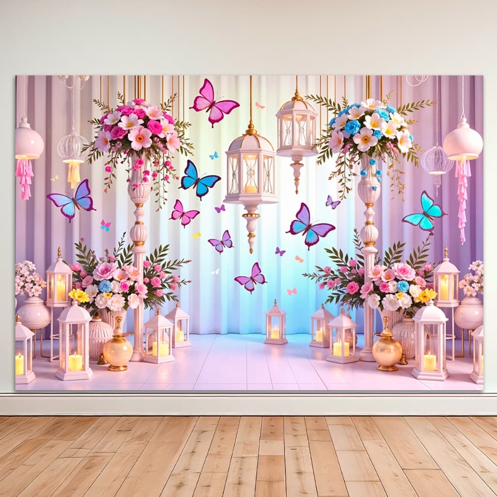 Painel Fundo Fotográfico Borboleta Tecido Sublimado 1,50x2,20 Mt