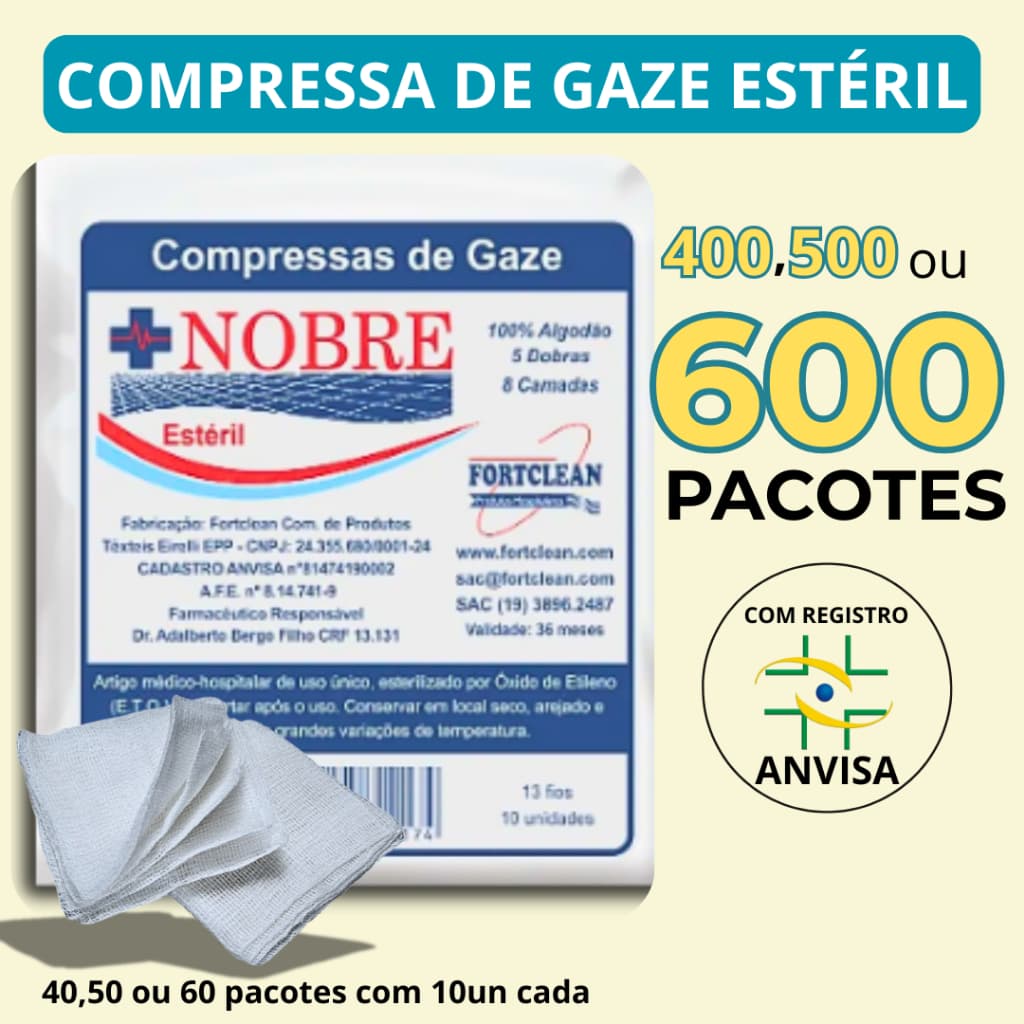 Compressa de Gaze Curativo 600 500 Ou 400 Unidades Gaze Estéril Hidrófila 13 Fios Primeiros Socorros