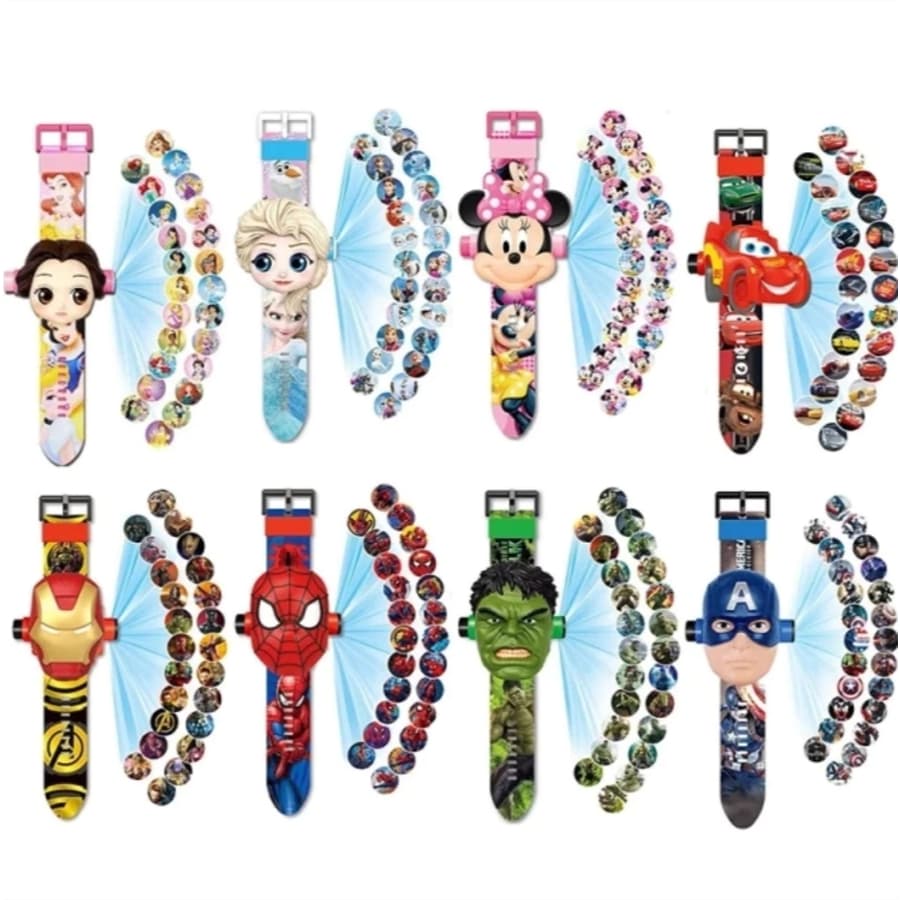 Relógio digital com projetor de 24 imagens infantil com vários personagens