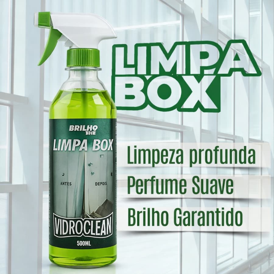 Limpa Vidro Box Baneiro Blindex Vidroclean Brilho Mil 500ml - Remove Manchas Gordura e Calcário