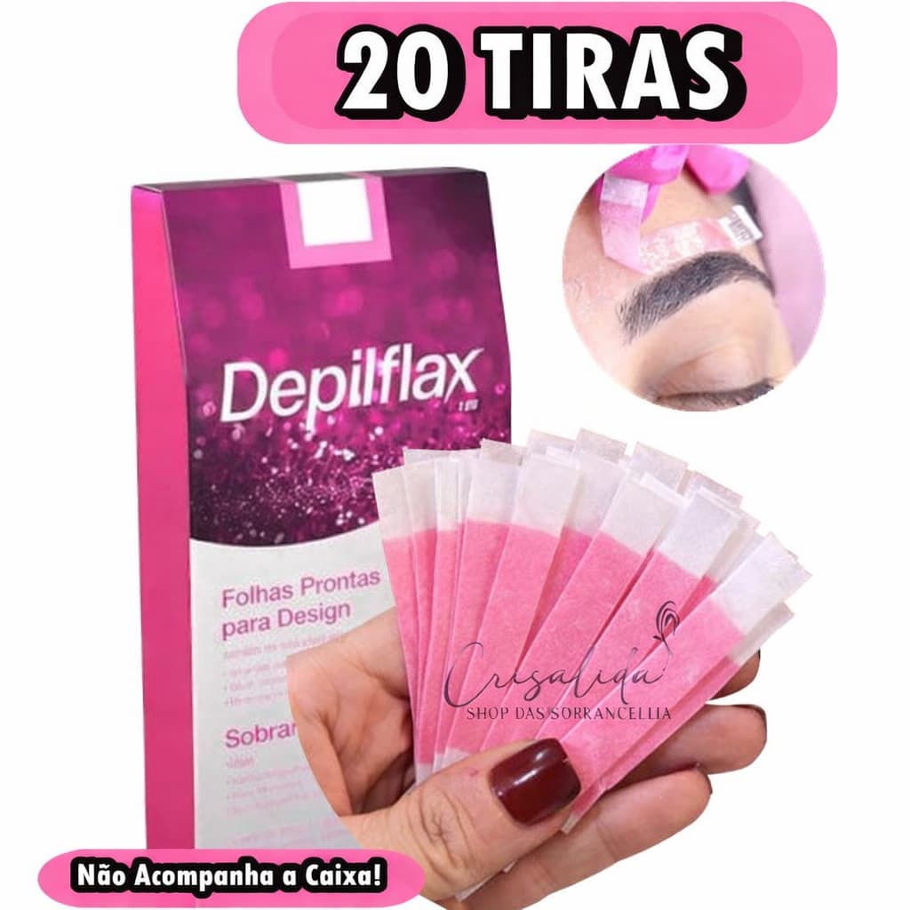 20 Tiras de Cera para Sobrancelhas e buço  Rosa Mosqueta Depilflax