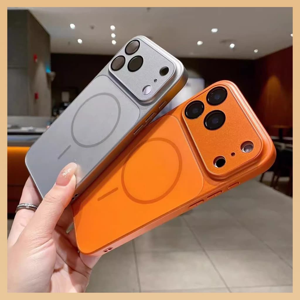 Capa Laranja Cósmico MagSafe Magnética Vidro Nano AG Anti Impacto Visual 17 para iPhone 12 13 14 15 16 17 Pro Max