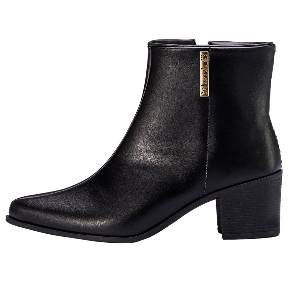 Bota Feminina Bico Fino Cano Médio Salto Grosso Shekinah Lançamento Tendência Confort Moda Fashion