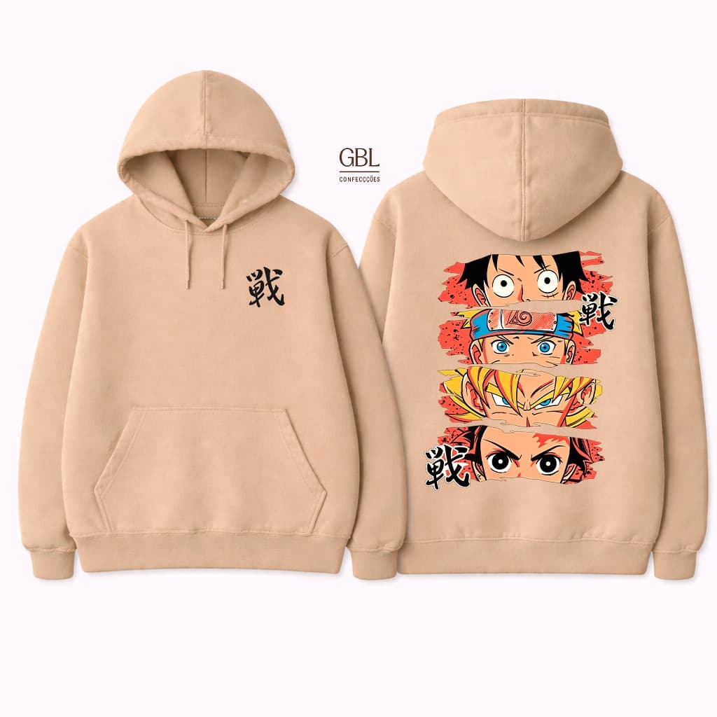 Moletom Canguru Animes Capuz e Bolso Flanelado Unissex Masculino Feminino Blusa De Frio