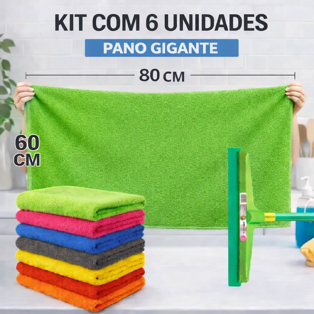 Kit 6 Panos de Chão de Microfibra Grande Multiuso Limpeza Doméstica Estética Automotiva Casa Vidros!