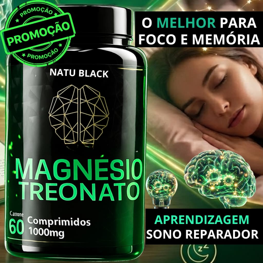Treonato de Magnésio Treonina Original 1000 mg Fórmula Avançada Alta Performance - ENVIO IMEDIATO