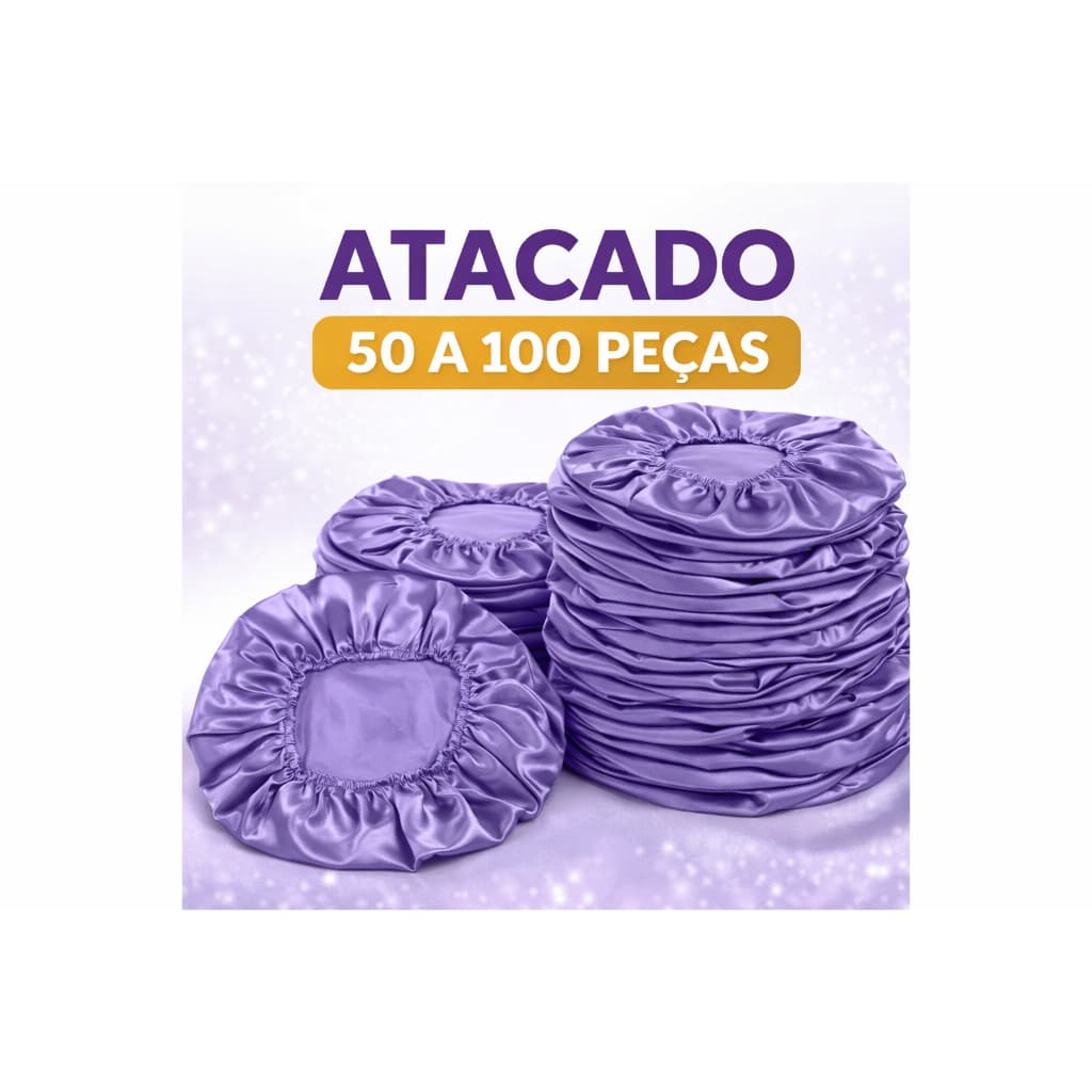50-100 peças Touca de Cetim simples Lilás Atacado | Anti-frizz Ideal para Beleza e Maquiagem