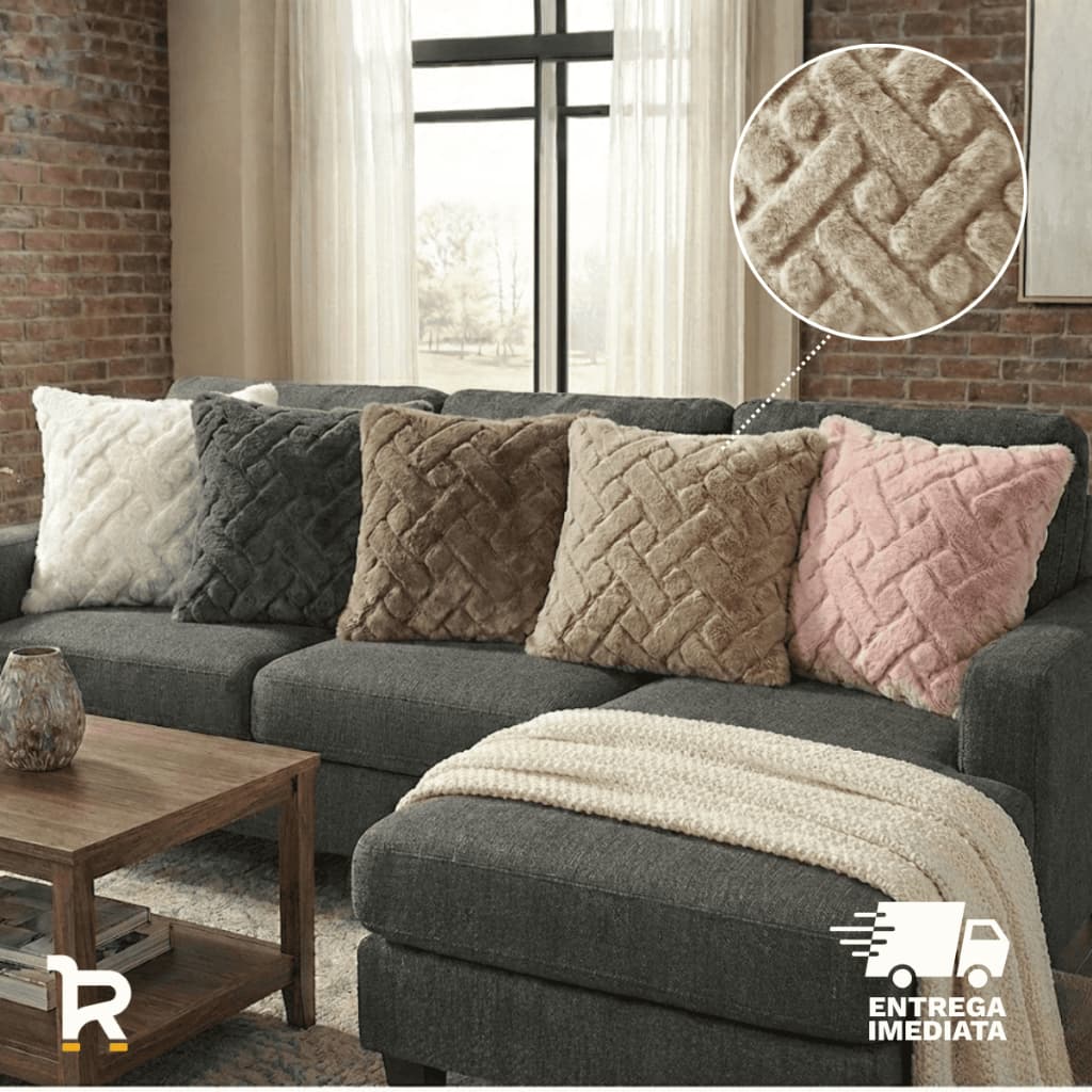 Capas Almofadas Decorativas 45X45cm Aveludada Pelúcia com Zíper para Quarto Sala Cama Sofá Linha