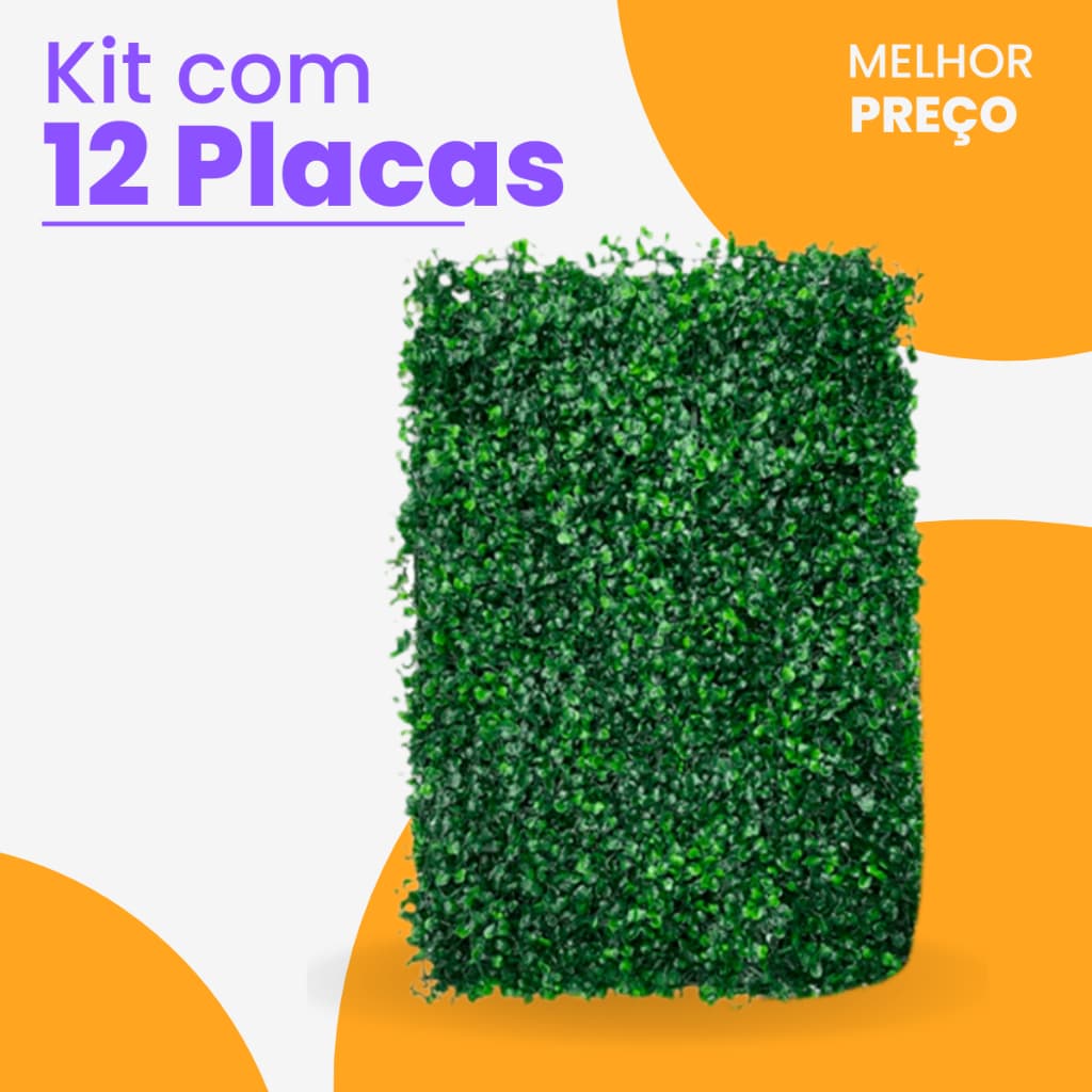Kit 12 Placa Buchinho Grama Artificial Jardim Vertical Muro Inglês Parede Verde