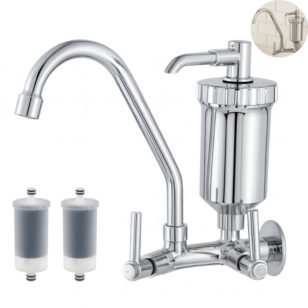 Torneira Filtro de Parede Bica móvel Purificador Cozinha Pia Cromada 1/4 de volta Luxo