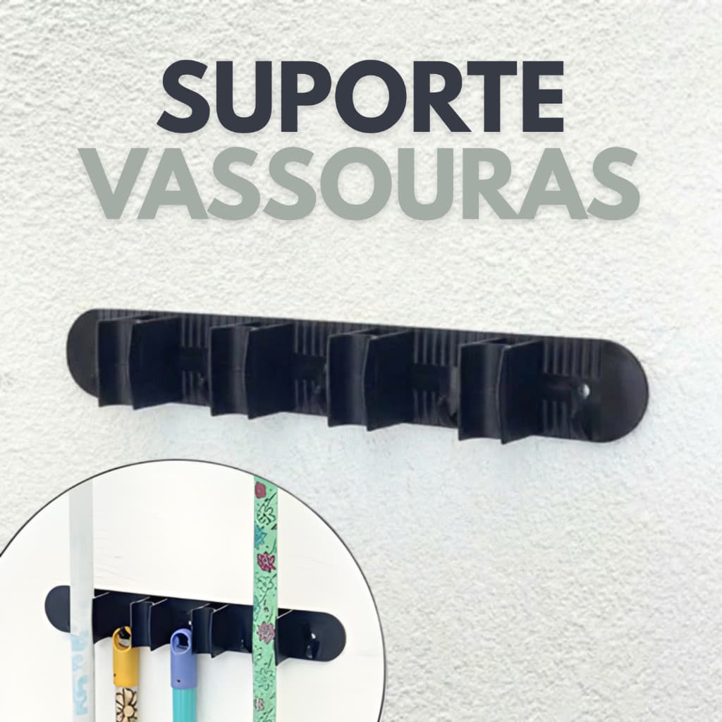 Suporte Organizador De Parede Para Vassouras Rodo Ganchos Resistente Porta Vassouras Mop Lavanderia Área Serviço