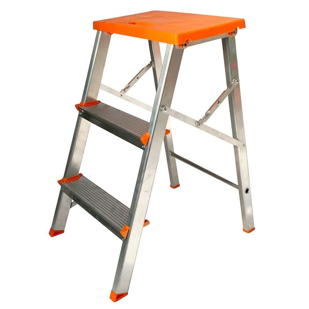 Banqueta Alumínio 3 Degraus Portátil Escada Domestica Dobrável Reforçada Ate 100kg