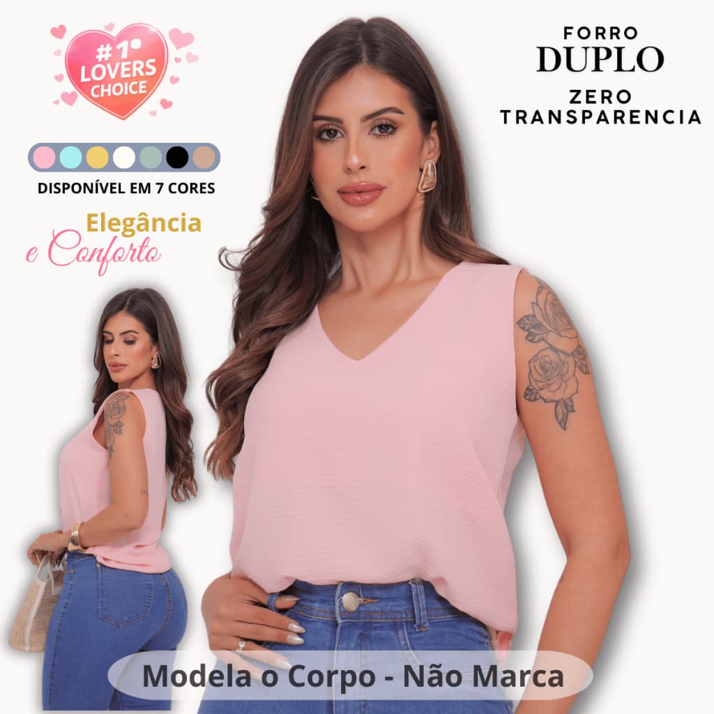Blusa Regata Feminina Alça Larga Grossa Duna Tendência Básica Elegante