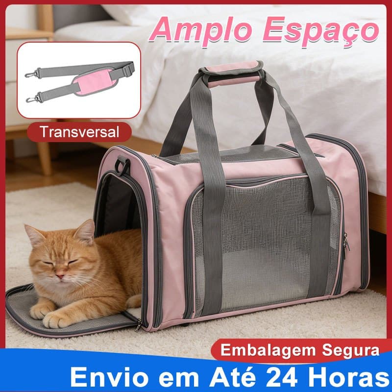 Bolsa Transporte Pet Expansível Cães Gatos Mochila Viagem Avião Cabine
