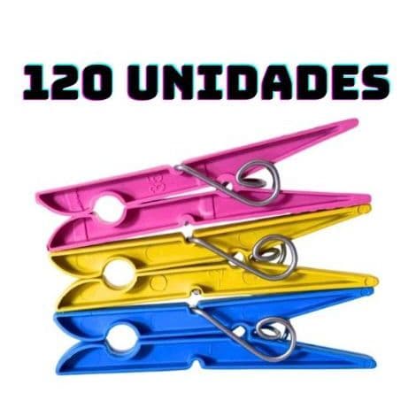 Kit 12 a 120 unidades Prendedor Pregador de Roupas Plástico Reforçado – Cores Sortidas – Varal