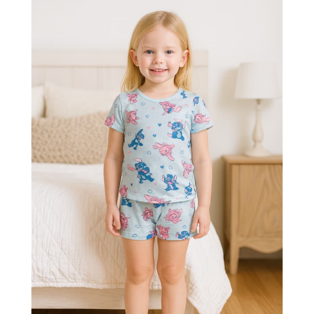 Pijama Meia Manga Infantil Menina Baby Doll  Suede Fresco Verão Personagens