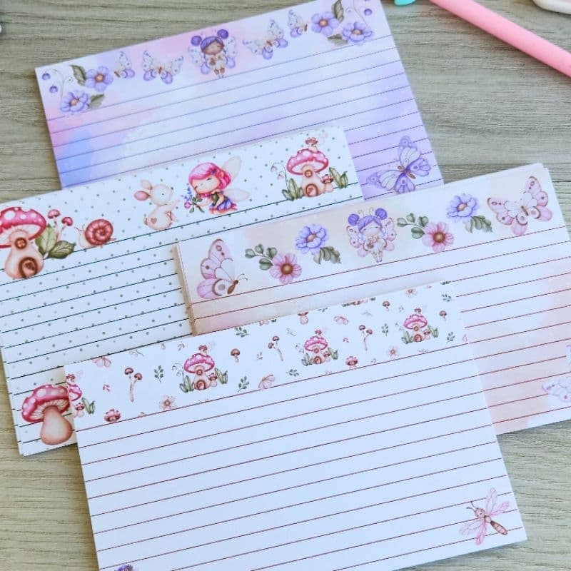 Flashcards Decorados A6 10x15cm, Fichas Pautadas Active Recall, Papelaria Criativa Organização