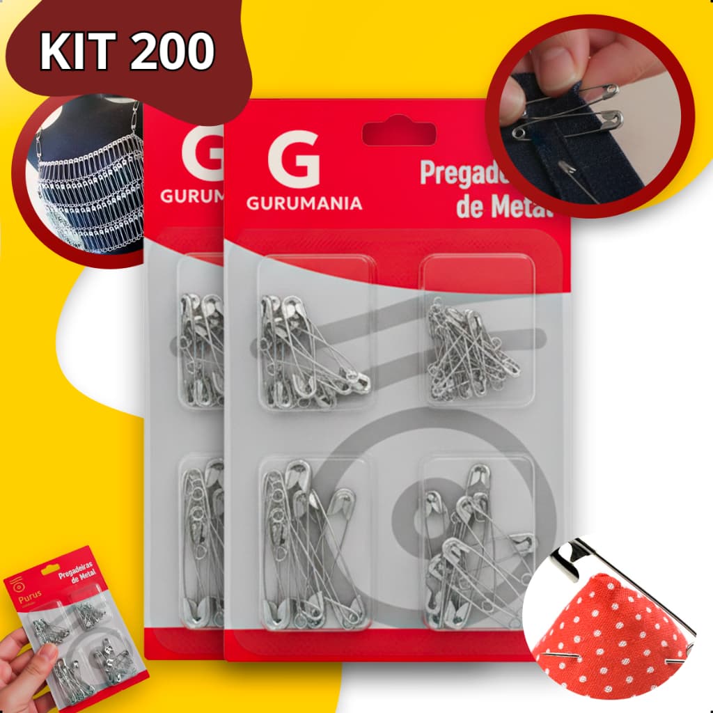 Alfinete de Segurança Ouro/Prata - Pacote com 200/100/50 Unidades - Gurumania