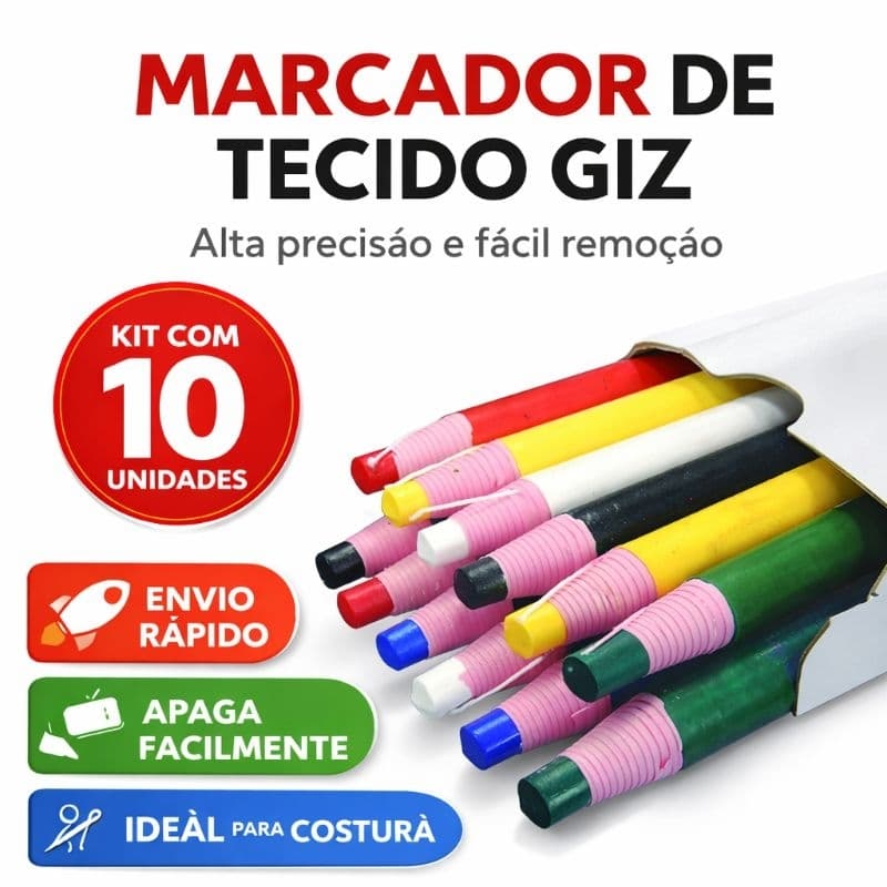 Kit  Marcador de Tecido Lapis Giz Costura Modelagem Alfaiataria