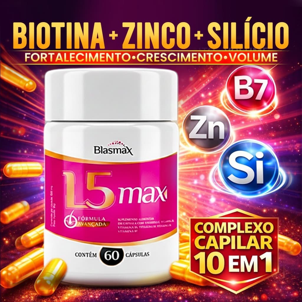 Biotina Queda de Cabelo Feminino Crescimento Capilar Vitamina Zinco Complexo B - 60 Cápsulas - L5max