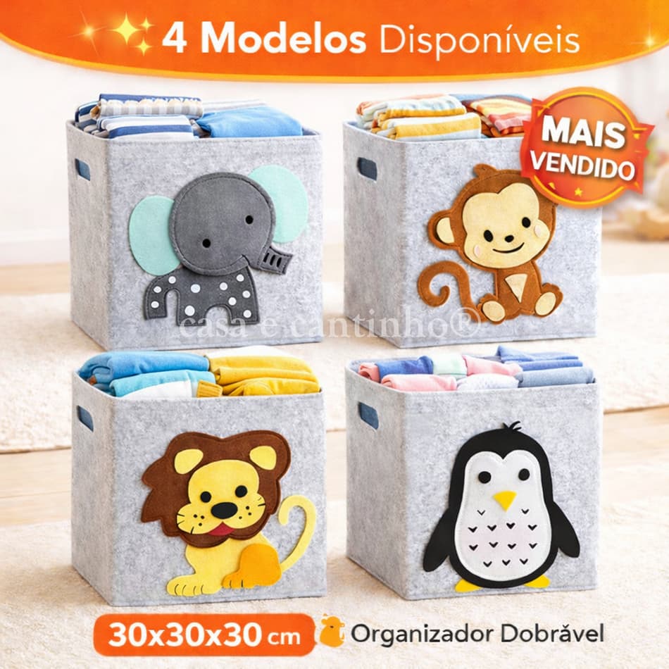 Cesto Organizador Feltro  Decorativo Cesta Brinquedo Roupa Infantil Quarto Bebê Multiuso Dobrável