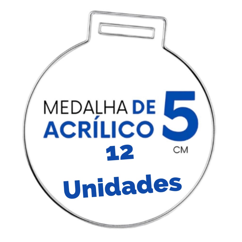 Kit Medalhas Acrílico Cristal 2mm Redonda Lisa 5cm 12 Unidades