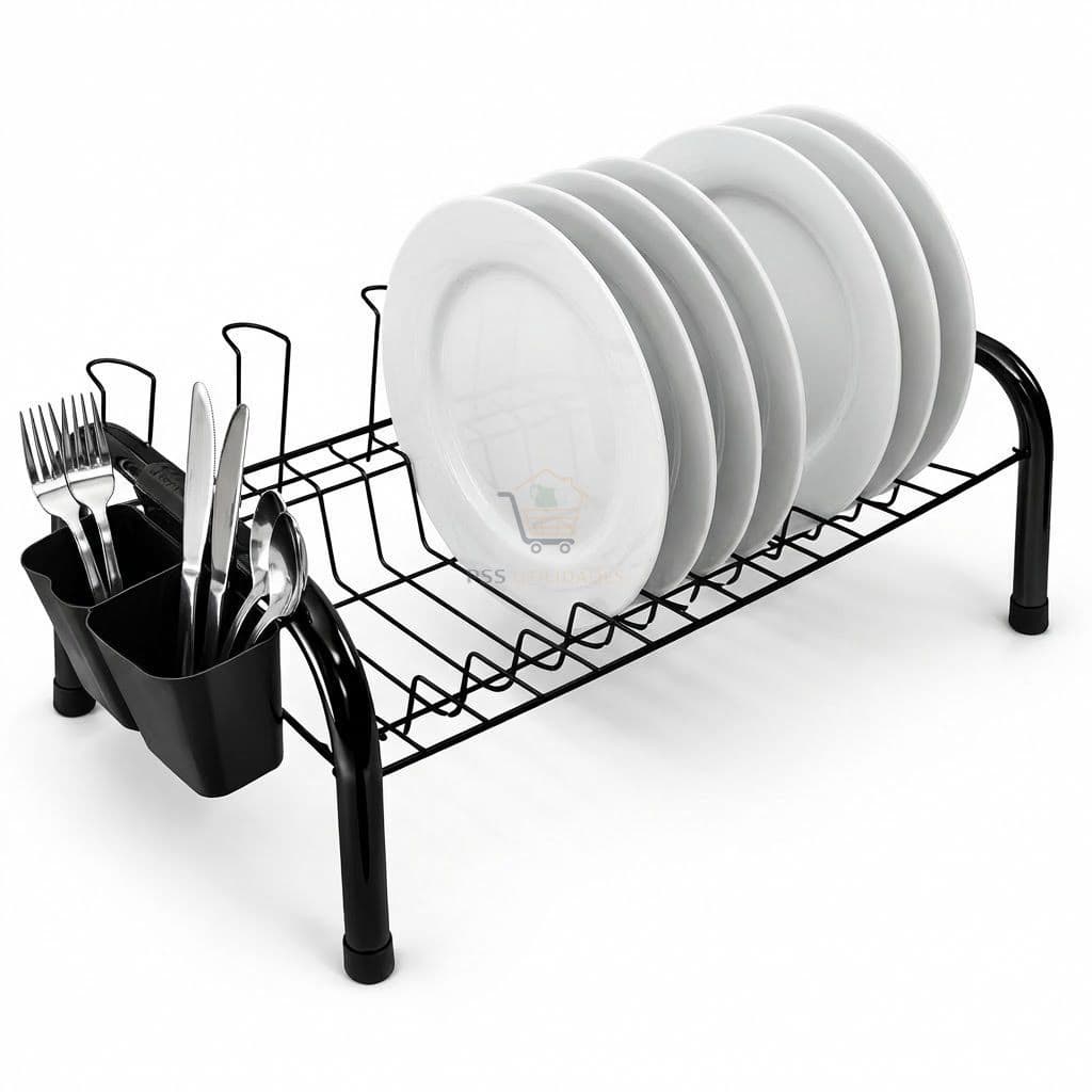 Escorredor de Louça Compacto Pequeno Porta Pratos Copos Talheres Secador de Louça Organizador de Pia Cozinha