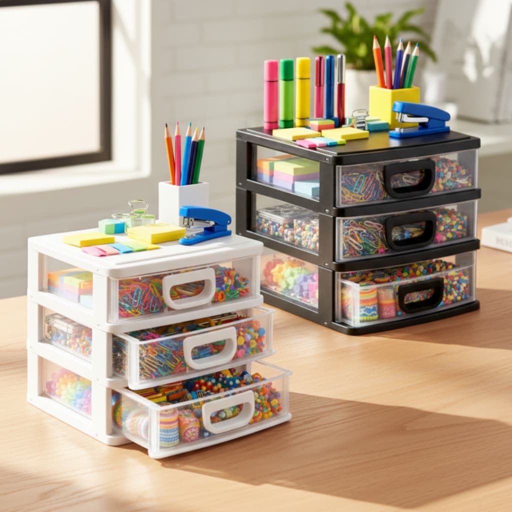 Mini Porta Tudo 3 Gaveta Organizador para Escritório, Joias e Material de Costura