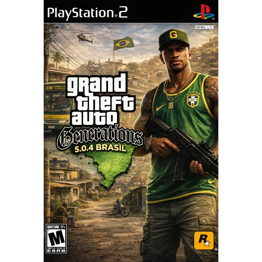 GTA Brasil Generations 5.0.4 PS2 DVD – Mod Brasileiro 110 Carros, Profissões, Menu Cheats – PlayStation 2 Desbloqueado