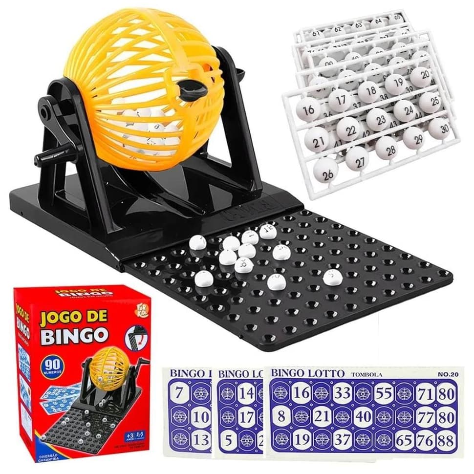 Jogo De Bingo Com 36 Cartelas E Globo Giratório Para Crianças E Adultos