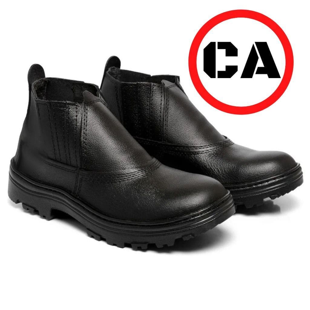 BOTINA DE COURO MONO COM BICO PVC COM CA