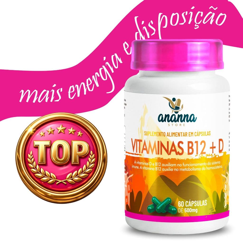 Suplemento Vitamina B12 Metilcobalamina e Vitamina D 2000UI 60 Caps 500mg