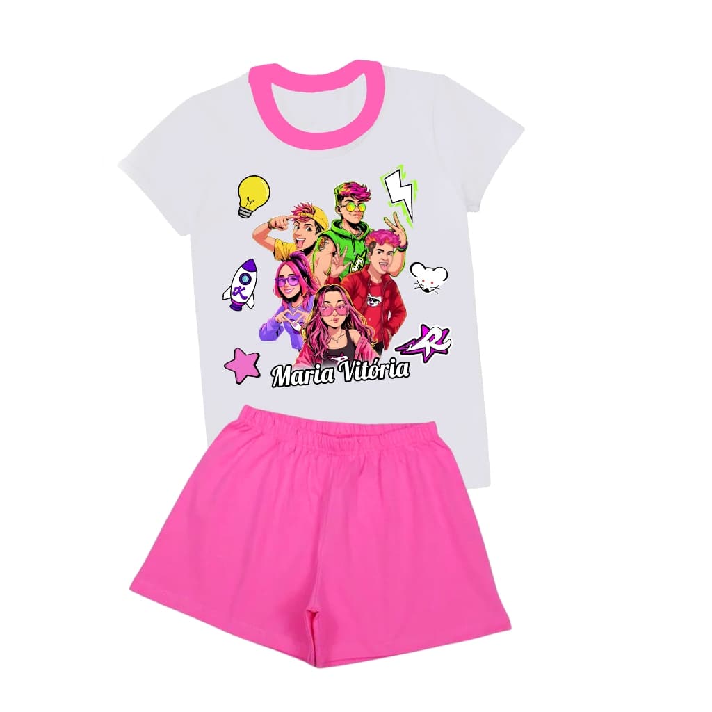 Pijama dos rosa personalizado com nome, pijama Emilly Vick